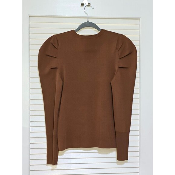 Apparallel Women's Brown Long Sleeve Knit Top With Puff Shoulders Sz L 2457 - Picture 8 of 11